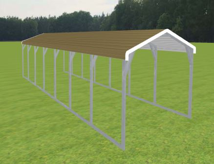 Carports for North Carolina Only. 12 foot wide regular roof style. 20 to 35 feet long